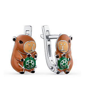 Серьги детские из серебра с эмалью