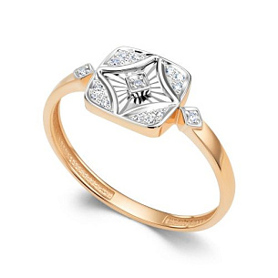 Кольцо из красного золота с бриллиантом