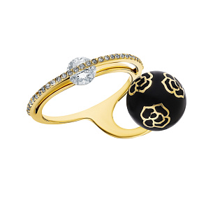 Кольцо из желтого золота с эмалью