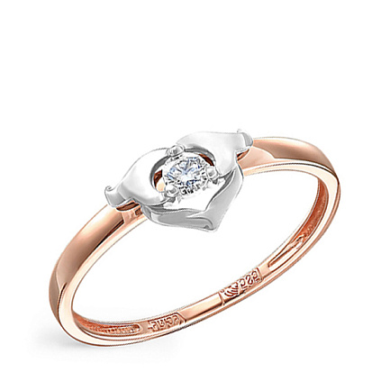 Кольцо из красного золота с бриллиантом