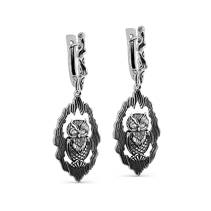 Серьги с английским замком из серебра с фианитами