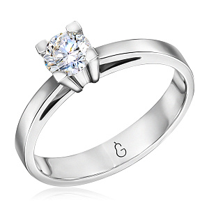 Кольцо помолвочное из белого золота с бриллиантом