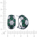 Серьги из белого золота с бриллиантами, изумрудами