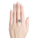 Кольцо из белого золота с бриллиантами, сапфиром