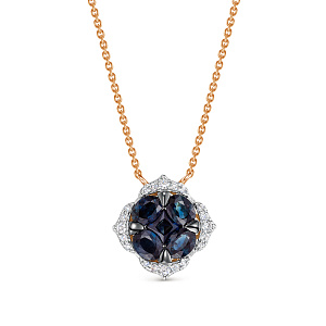 Колье из красного золота с бриллиантами, сапфиром