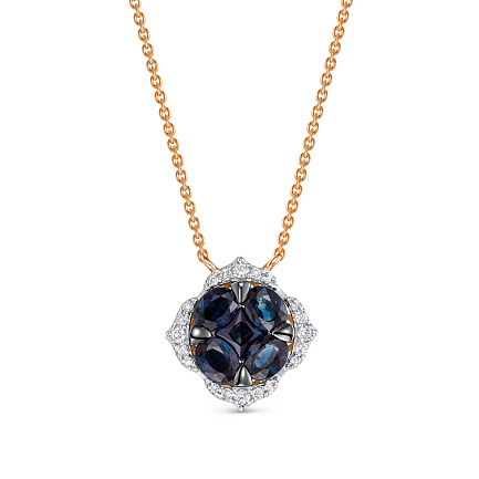 Колье из красного золота с бриллиантами, сапфиром