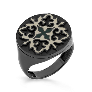 Серебряное кольцо с эмалью, керамикой