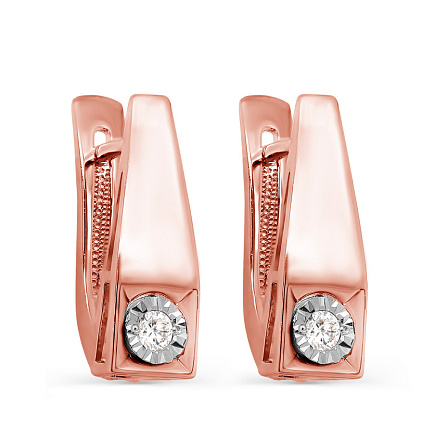 Серьги с английским замком из красного золота с бриллиантами