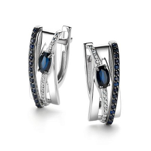 Серьги с английским замком из белого золота с бриллиантами