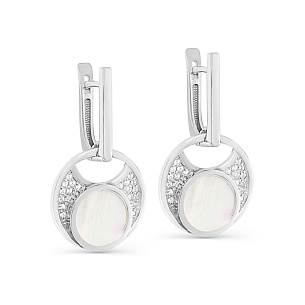 Серьги с английским замком из серебра с перламутром