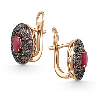 Серьги из красного золота с бриллиантом