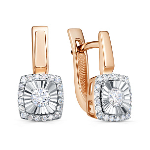 Серьги с английским замком из красного золота с бриллиантами