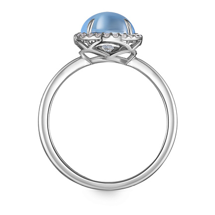 Кольцо из белого золота с бриллиантами, топазом