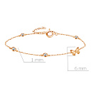 Браслет декоративный из красного золота с фианитом, плетение якорное