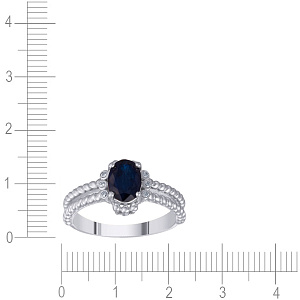 Кольцо из серебра с корундом, фианитом