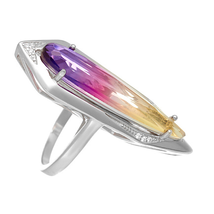 Кольцо из серебра с ситалом, фианитами