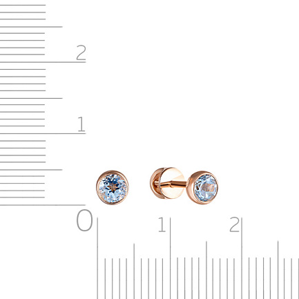 Пусеты из красного золота с топазом