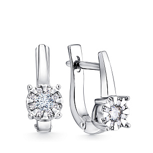 Серьги из белого золота с бриллиантом