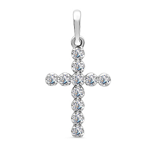 Крест декоративный из белого золота с бриллиантами