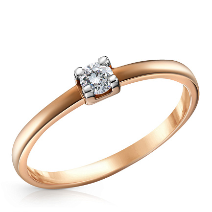 Кольцо из красного золота с бриллиантом