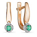 Серьги из красного золота с бриллиантами, изумрудами