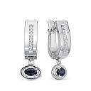 Серьги из белого золота с бриллиантами, сапфирами