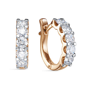 Серьги с английским замком из красного золота с бриллиантом