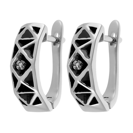 Серьги с английским замком из серебра с фианитами