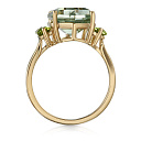 Кольцо из желтого золота с аметистом, хризолитами