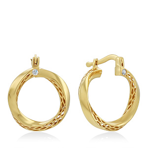 Серьги из желтого золота с фианитом