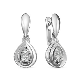 Серьги из белого золота с бриллиантом