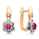 Серьги с английским замком из красного золота с рубинами