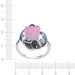 Кольцо из серебра с фианитом, стеклом