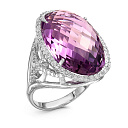 Кольцо из белого золота с бриллиантами, аметистом