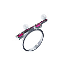 Кольцо из серебра с жемчугом, фианитом