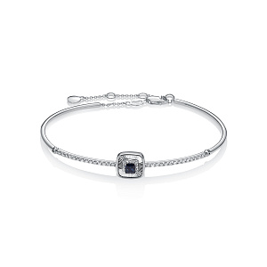 Браслет из белого золота с бриллиантами, сапфиром