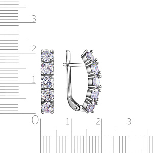 Серьги с английским замком из серебра с фианитом