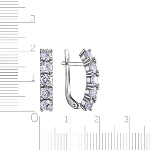 Серьги с английским замком из серебра с фианитом