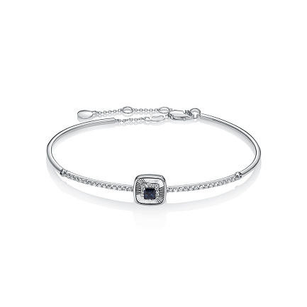 Браслет из белого золота с бриллиантами, сапфиром