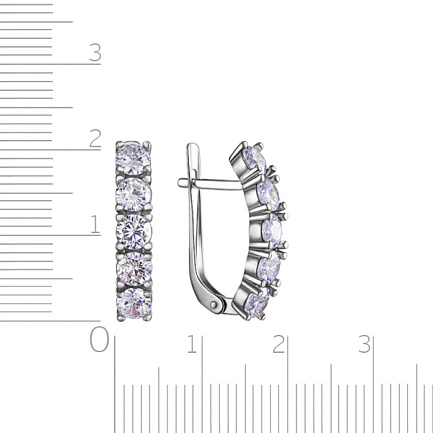 Серьги с английским замком из серебра с фианитом