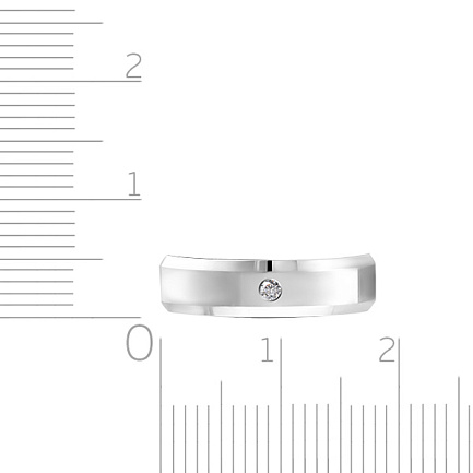 Кольцо обручальное из белого золота с бриллиантом