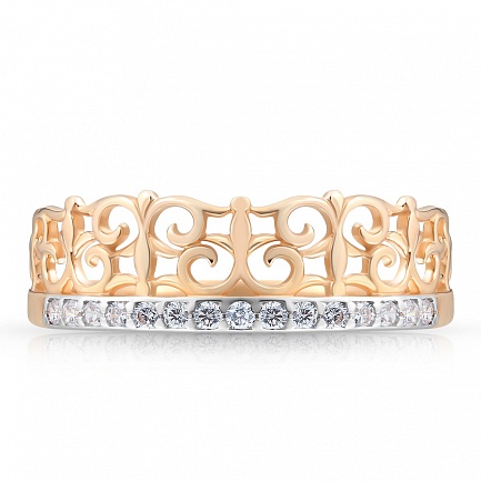 Кольцо из красного золота с фианитом