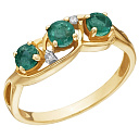 Кольцо из желтого золота с бриллиантами, изумрудами