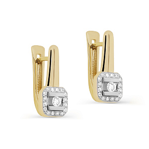 Серьги с английским замком из желтого золота с бриллиантами