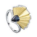 Кольцо из белого золота с бриллиантами, сапфиром