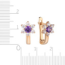 Серьги детские из красного золота с фианитом