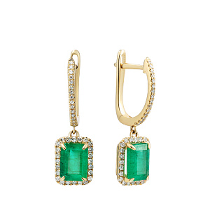 Серьги с английским замком из желтого золота с бриллиантами