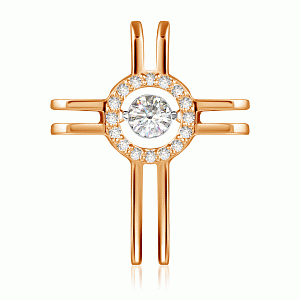 Крест декоративный из красного золота с бриллиантами