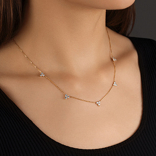 Колье из желтого золота с фианитом