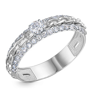 Кольцо помолвочное из белого золота с бриллиантом